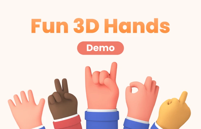 3D Hands Illustrations (Demo) - DrawKit  - Free Figma Template