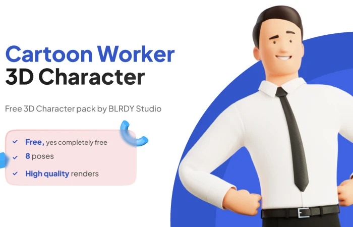 3D Office Business Illustrations Man  - Free Figma Template