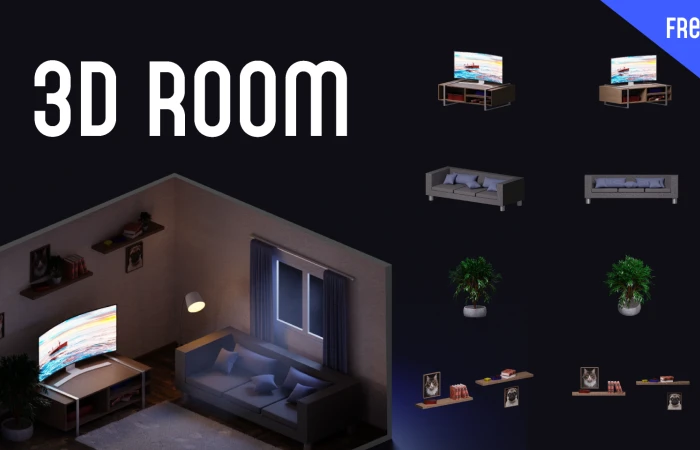 3D Room [HIGH RESOLUTION]  - Free Figma Template