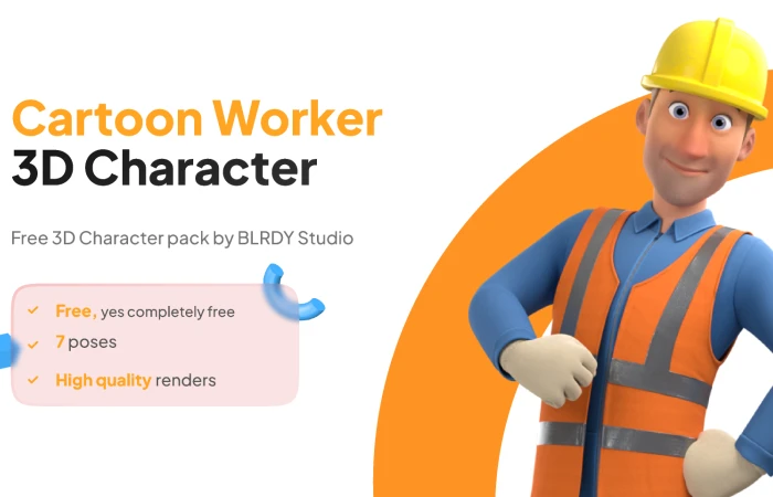 3D Worker Illustrations in Disney Style  - Free Figma Template