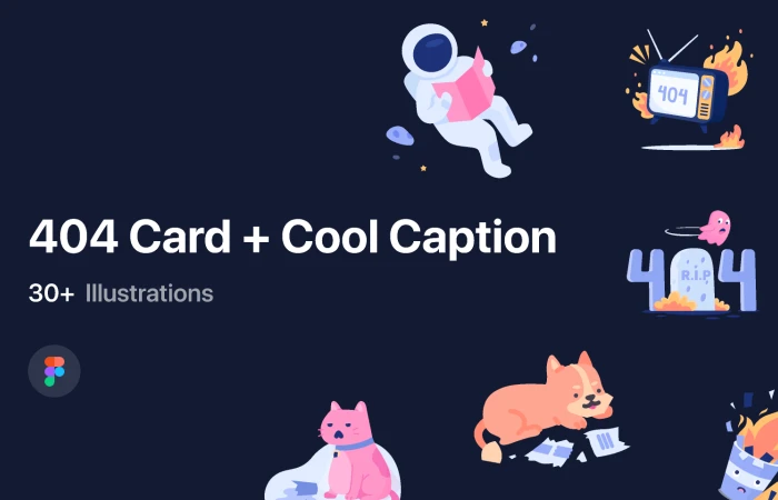 404 Illustration Card With Cool Caption  - Free Figma Template