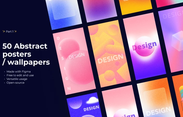 50 Abstract posters/wallpapers (Part 1)  - Free Figma Template