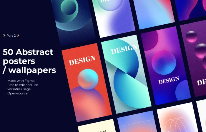 50 Abstract posters/wallpapers (Part 2)  - Free Figma Template