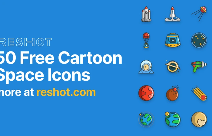 50 Free Cartoon Space Icons  - Free Figma Template
