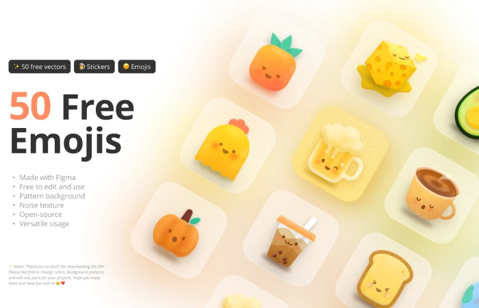 50 Free Emojis/Stickers  - Free Figma Template