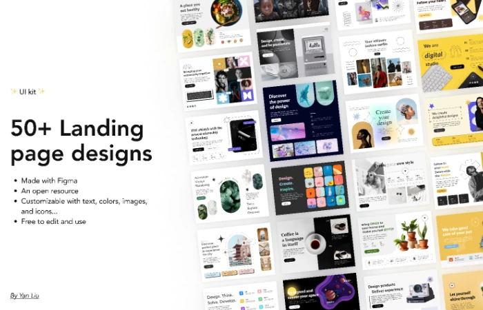 50+ Landing page designs  - Free Figma Template