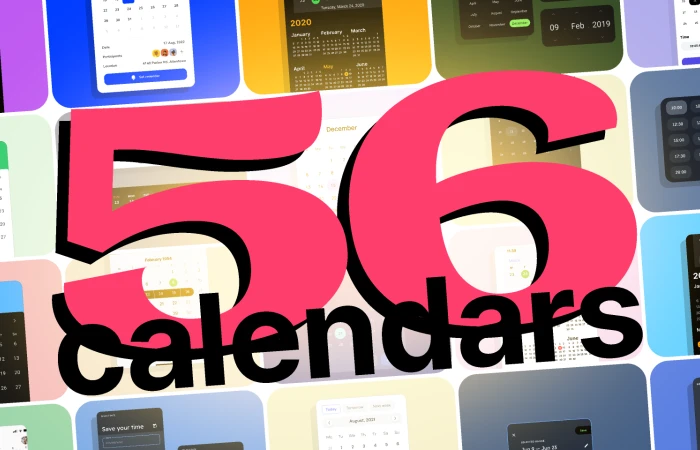 56 Calendars UI design template & date picker UX guide  - Free Figma Template