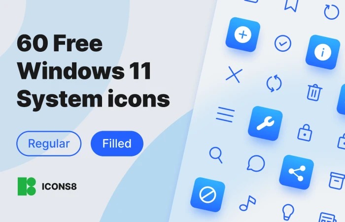60 Free Windows11 System icons  - Free Figma Template