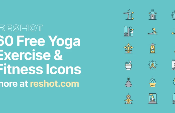 60 Free Yoga Exercise & Fitness Icons  - Free Figma Template