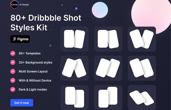80+ Dribbble Shot Styles Kit  - Free Figma Template