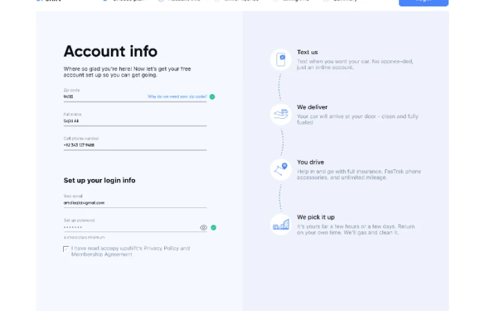 Account Info User signup flow  - Free Figma Template