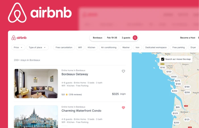 Airbnb - Home, Search, and Listing Pages  - Free Figma Template