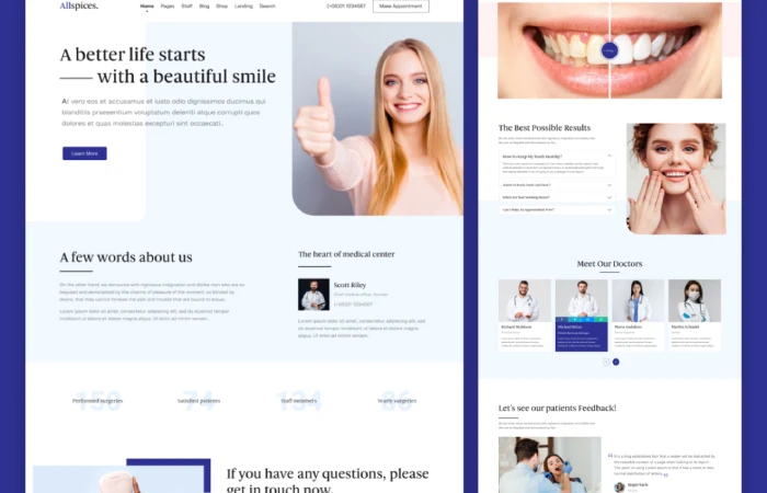Allspices - Dental Care Website Design  - Free Figma Template