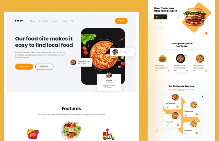 Amazing Food Delivery website Landing Page  - Free Figma Template