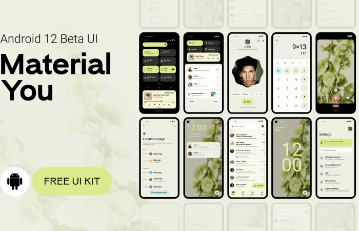 Android Material You UI Kit (Free)  - Free Figma Template