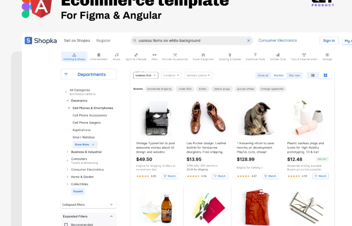 Angular Ecommerce template for shopping web app  - Free Figma Template