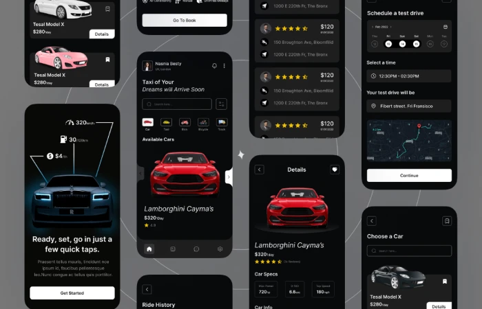 Application. Rental Car App  - Free Figma Template