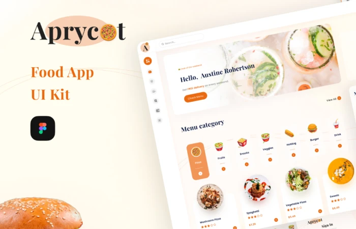 Aprycot Lite  Food App UI kit  - Free Figma Template