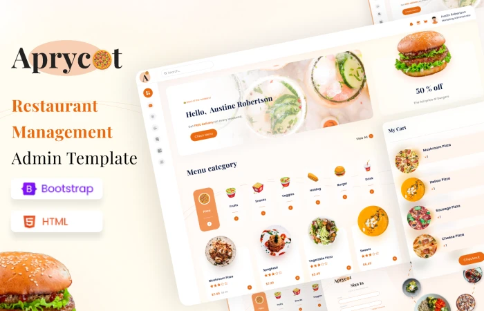 Aprycot Lite  Free Restaurant HTML5 Admin Dashboard Template  - Free Figma Template