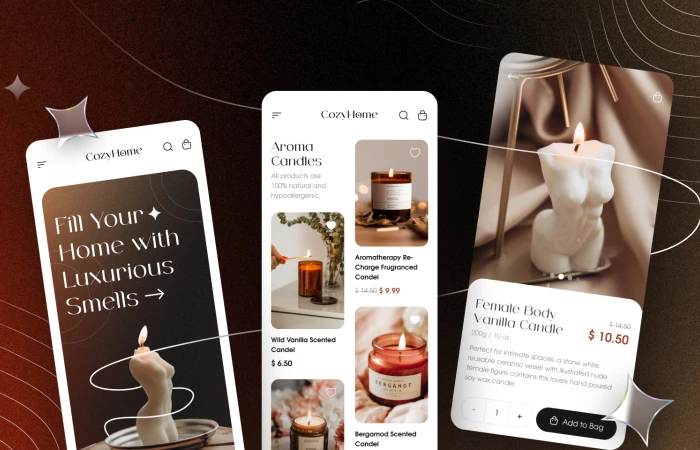 Aroma Candles Store Mobile App  - Free Figma Template
