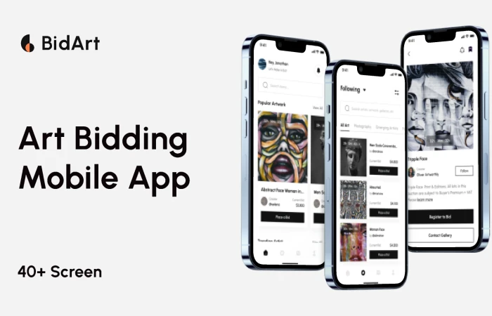 Art Bidding Mobile Design - Pickolabs Studio  - Free Figma Template