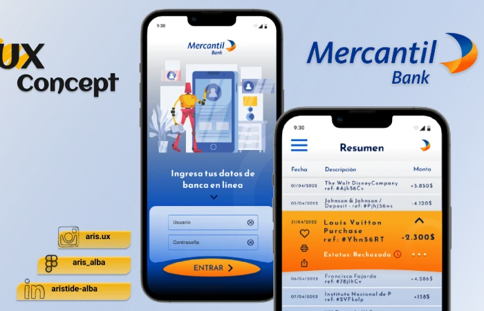 Bank App UI Concept Mercantil Bank  - Free Figma Template