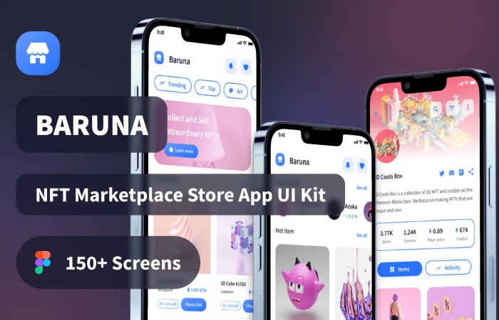 Baruna - NFT Marketplace Store App UI Kit  - Free Figma Template
