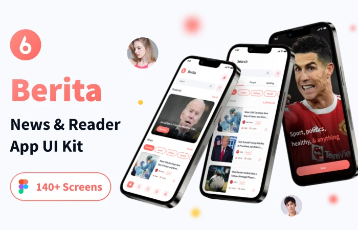Berita - News & Reader App UI Kit  - Free Figma Template