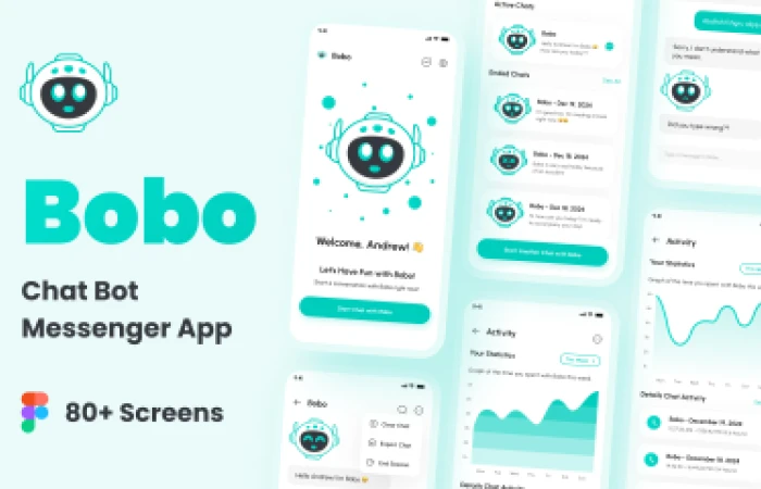 Bobo - ChatBot Messenger App UI Kit  - Free Figma Template