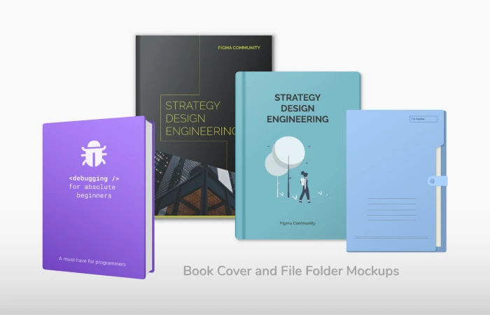Book cover + File folder Mockups  - Free Figma Template