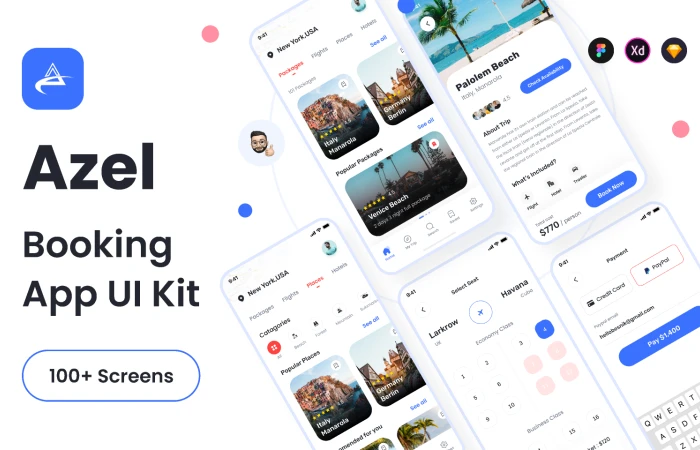 Booking App UI Kit Design  - Free Figma Template