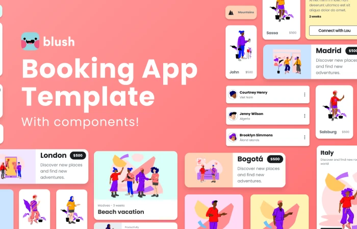 Booking App UI Kit with Citt Illustrations  - Free Figma Template