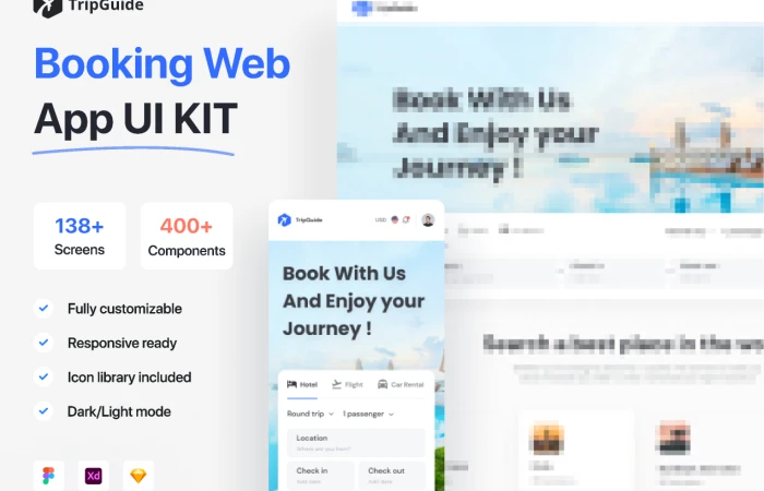 Booking Web App UI KIT  - Free Figma Template