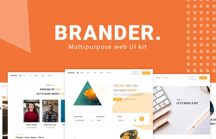 Brander multipurpose UI Kit  - Free Figma Template