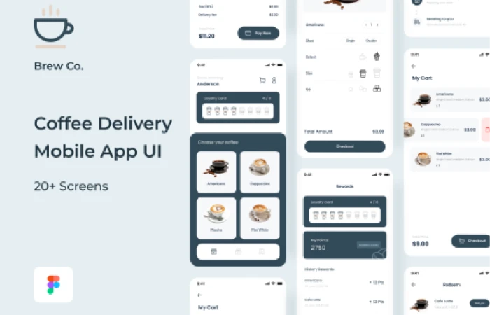 Brew Co.  Coffee Delivery Mobile App UI  - Free Figma Template