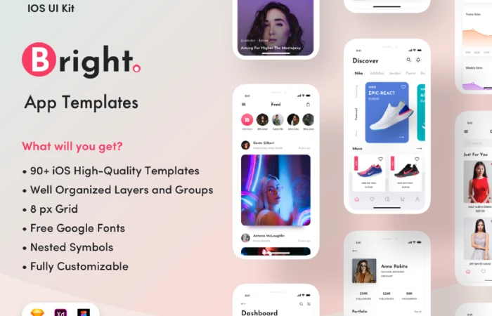 Bright App UI Kit  - Free Figma Template
