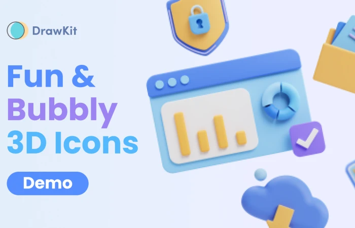 Bubbly Tech & UI 3D Icons & Illustrations (Demo Version) - DrawKit  - Free Figma Template