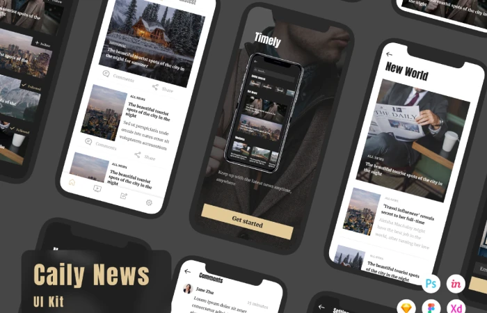 Caily News UI Kit (Part 1)  - Free Figma Template