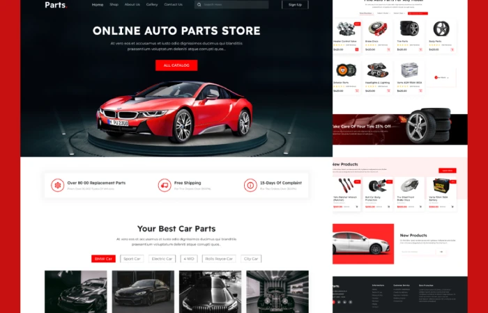 Car Parts / Automobile Parts Website Template  - Free Figma Template