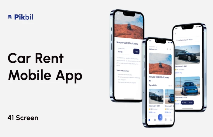 Car Rent Mobile App Design - UI KIT  - Free Figma Template