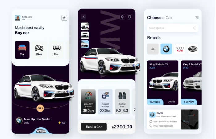 Car Rental App Design  - Free Figma Template