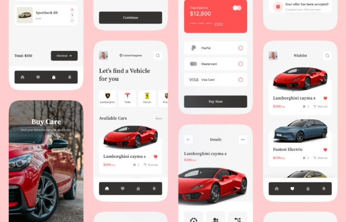 Car Shop App UI kit  - Free Figma Template