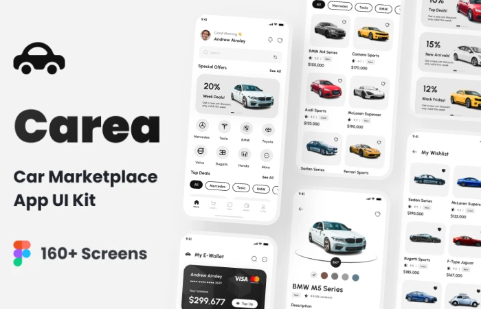 Carea - Car Marketplace App UI Kit  - Free Figma Template