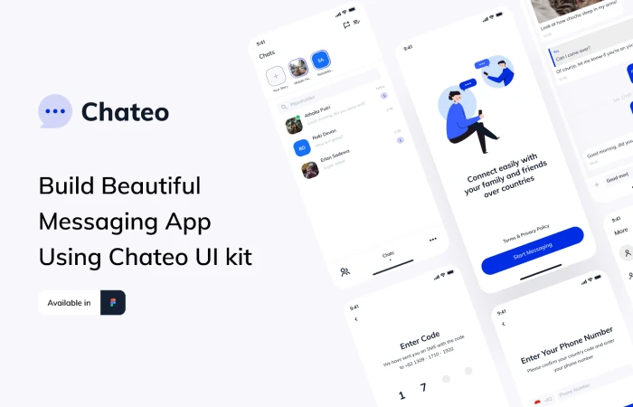 Chateo UI Kit - Messenger App  - Free Figma Template
