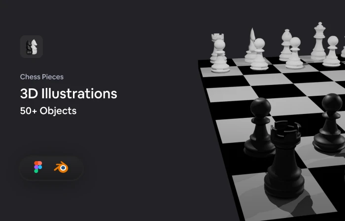 Chess Pieces 3D Illustration  - Free Figma Template