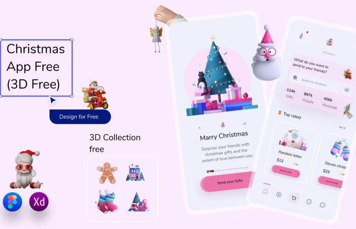 Christmas App Free (3D Free)  - Free Figma Template
