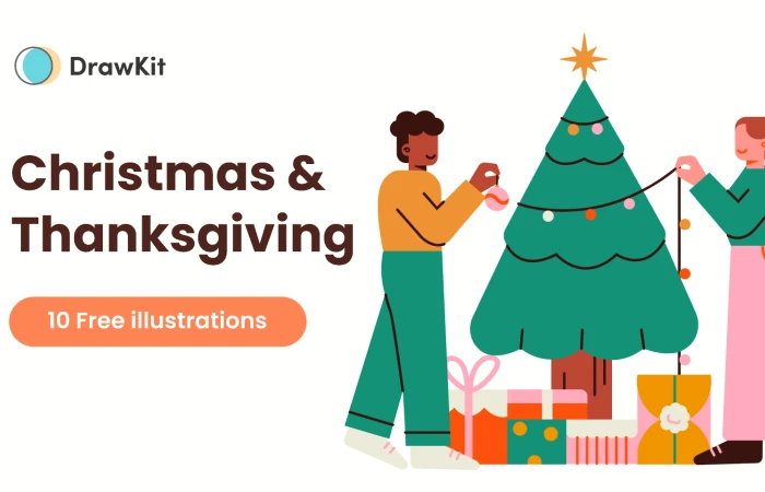 Christmas & Thanksgiving Illustrations - DrawKit  - Free Figma Template
