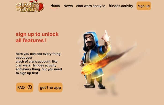 clash of clans website ui  - Free Figma Template