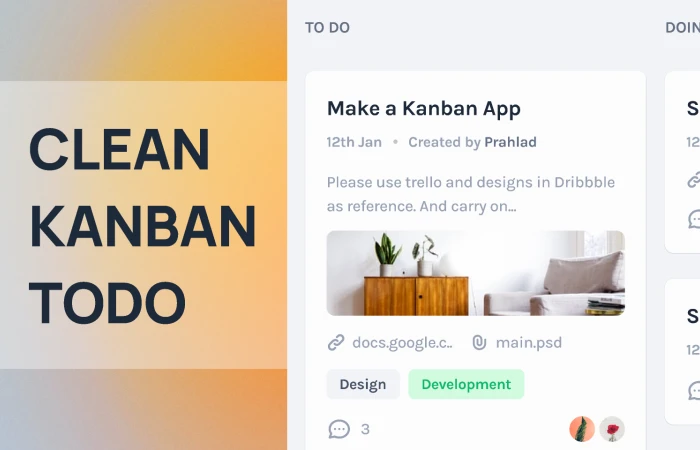 Clean Kanban Todo  - Free Figma Template