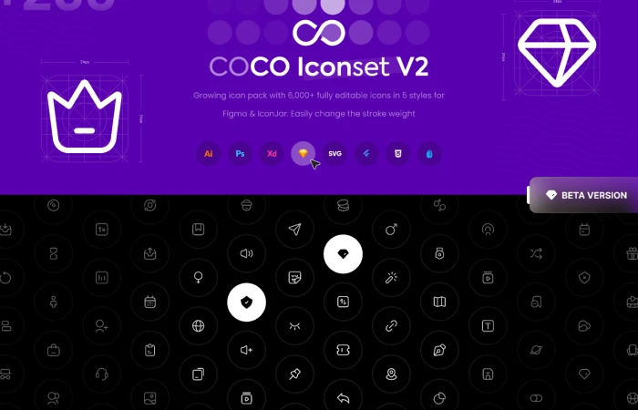 COCO V2 - 200 Icons   - Free Figma Template